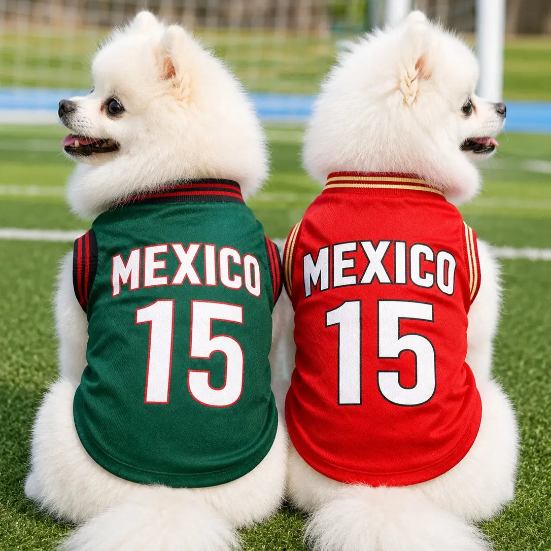 Mexico Football Pet Jersey – Lightweight Breathable Mesh Dog & Cat Vest for Walks, Photos, Parties & Outdoor Fun