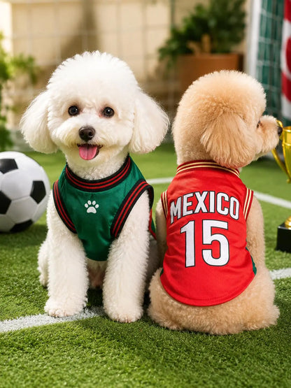 Mexico Football Pet Jersey – Lightweight Breathable Mesh Dog & Cat Vest for Walks, Photos, Parties & Outdoor Fun