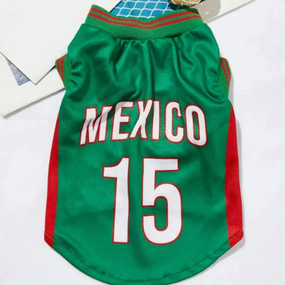 Mexico Football Pet Jersey – Lightweight Breathable Mesh Dog & Cat Vest for Walks, Photos, Parties & Outdoor Fun