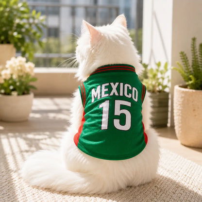 Mexico Football Pet Jersey – Lightweight Breathable Mesh Dog & Cat Vest for Walks, Photos, Parties & Outdoor Fun