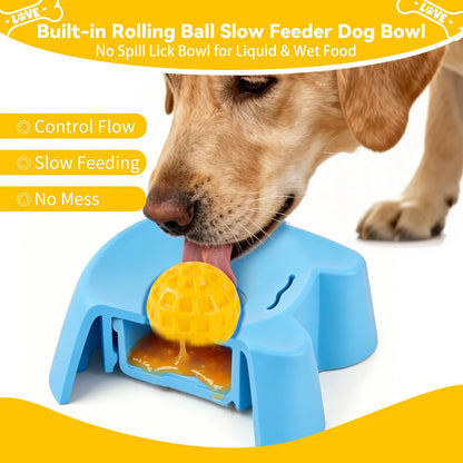 Silicone Slow Feeder Dog Bowl – Non-Slip Lick Bowl for Wet Food, Yogurt & Bone Broth, Interactive Slow Feed Bowl for Small to Large Dogs (Blue)