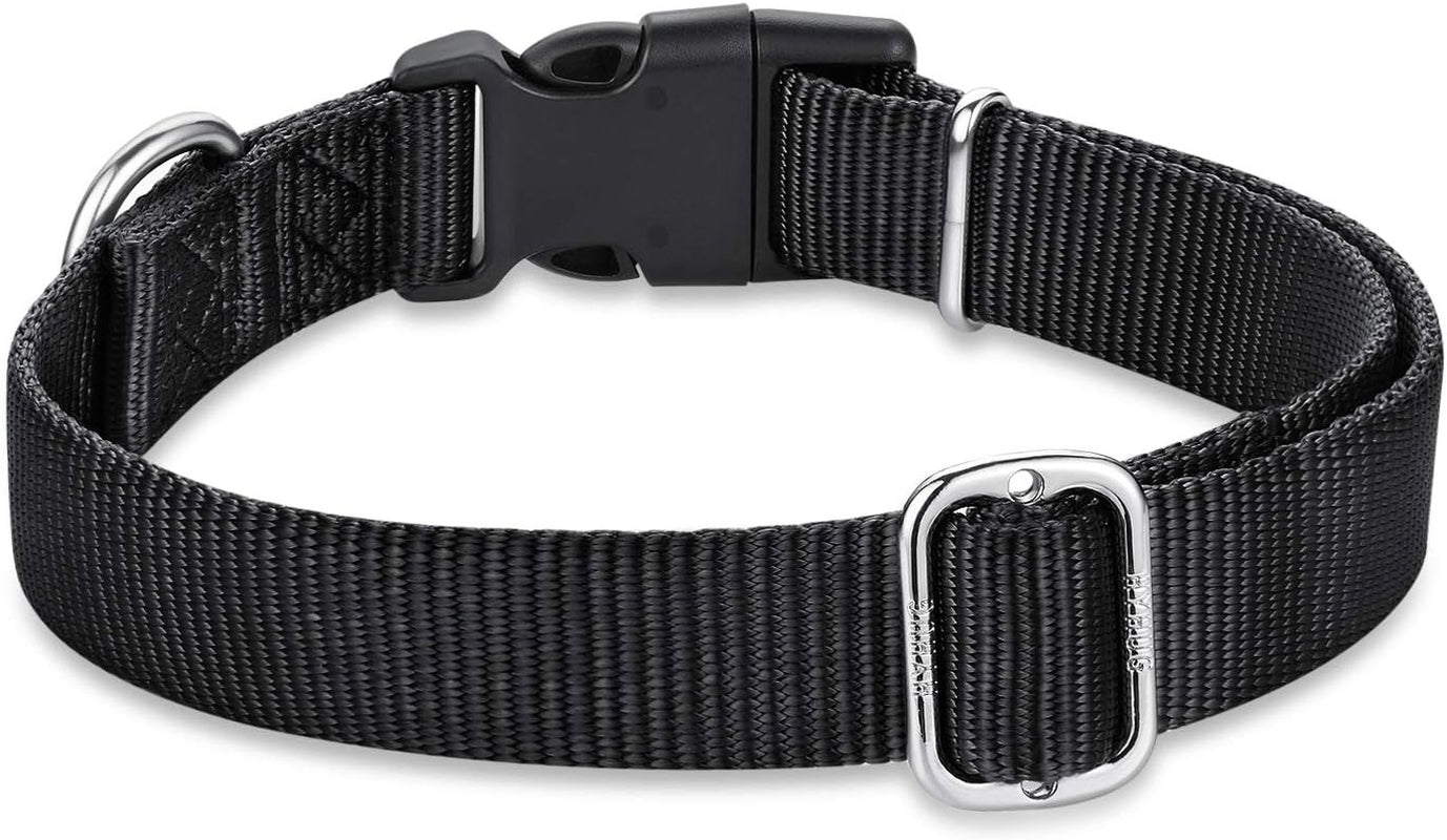 Medium Dog Collar – Adjustable Heavy-Duty Nylon Collar with Quick-Release Buckle, Durable & Comfortable, Black