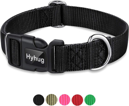 Medium Dog Collar – Adjustable Heavy-Duty Nylon Collar with Quick-Release Buckle, Durable & Comfortable, Black