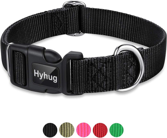 Medium Dog Collar – Adjustable Heavy-Duty Nylon Collar with Quick-Release Buckle, Durable & Comfortable, Black
