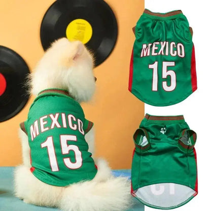 Mexico Football Pet Jersey – Lightweight Breathable Mesh Dog & Cat Vest for Walks, Photos, Parties & Outdoor Fun